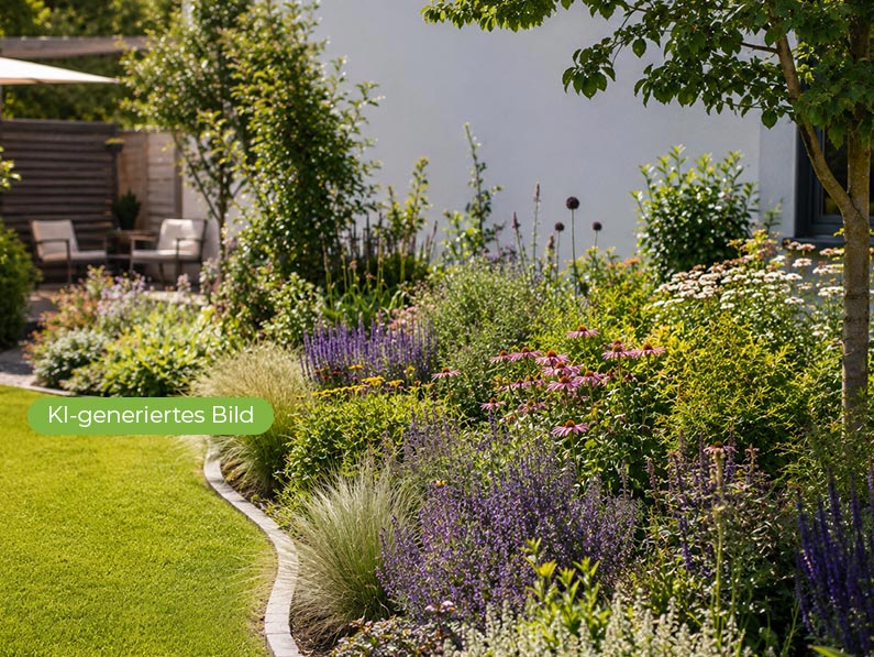 Pflegeleichter Klimagarten statt Rasenfläche - Gartenbau Müß für München und Umgebung