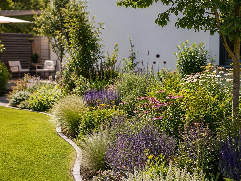 Pflegeleichter Klimagarten statt Rasenfläche - Gartenbau Müß für München und Umgebung